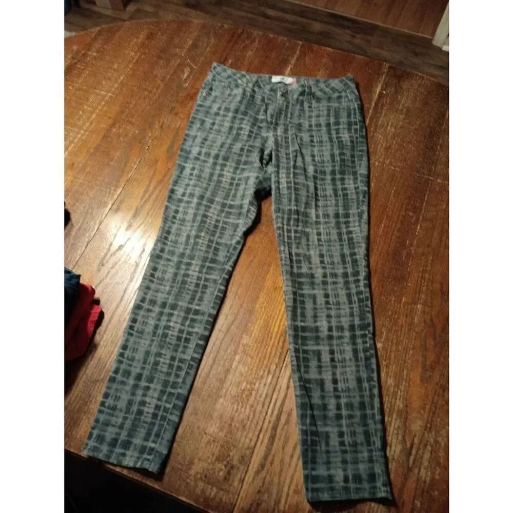 Size 12 Cabi Jeans Curvy Skinny Blue Grey Tie Dye Casual Pants Jeans w Pockets